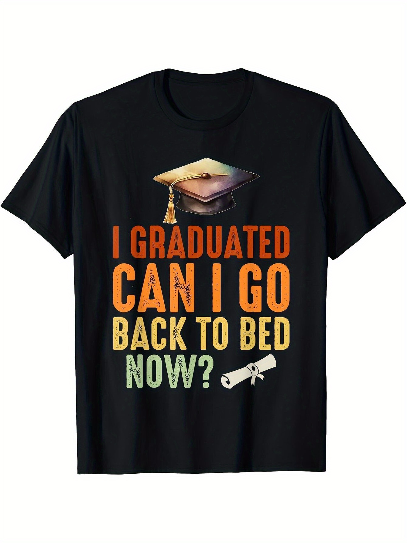 Vintage Fashion Now - Funny Men's Black Graphic T-Shirt Graduation