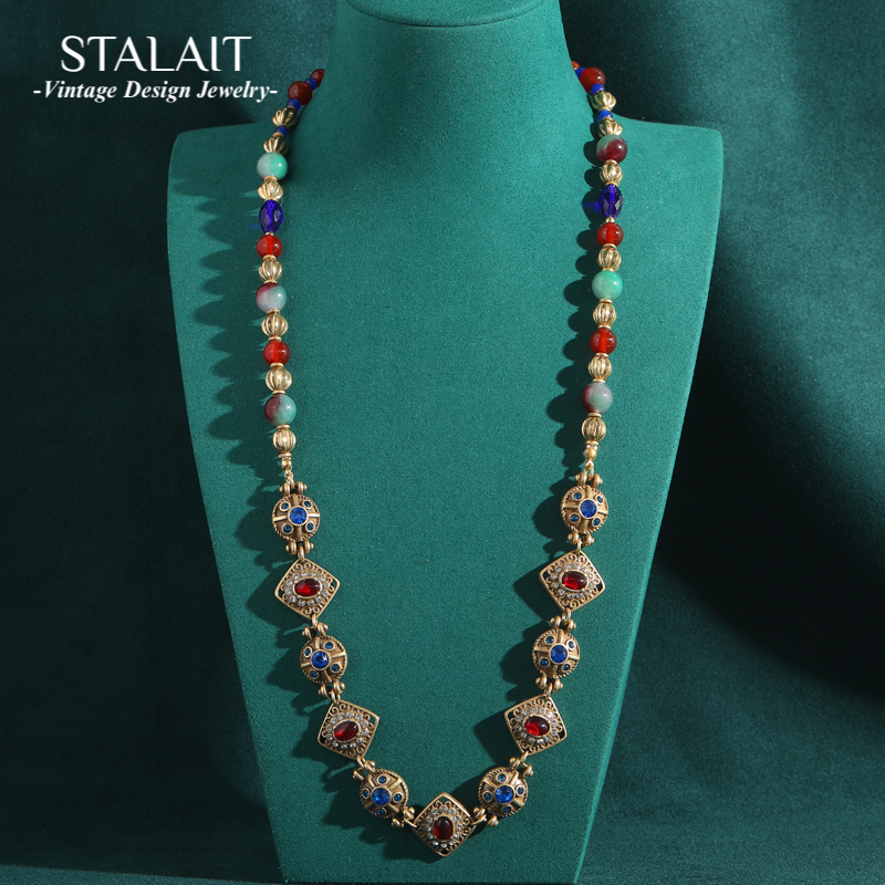 Vintage Fashion Jewelry Brands - Vintage Beaded Necklace Bohemian Woman Weddings