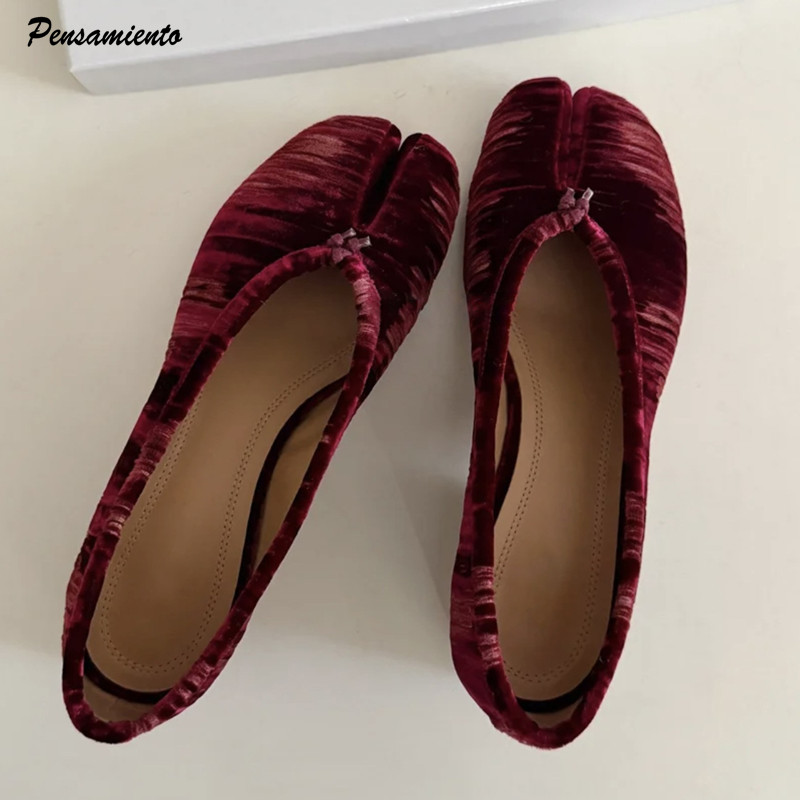 Vintage Fashion Heels - Fashion Pleated Designer Flannel Split toe