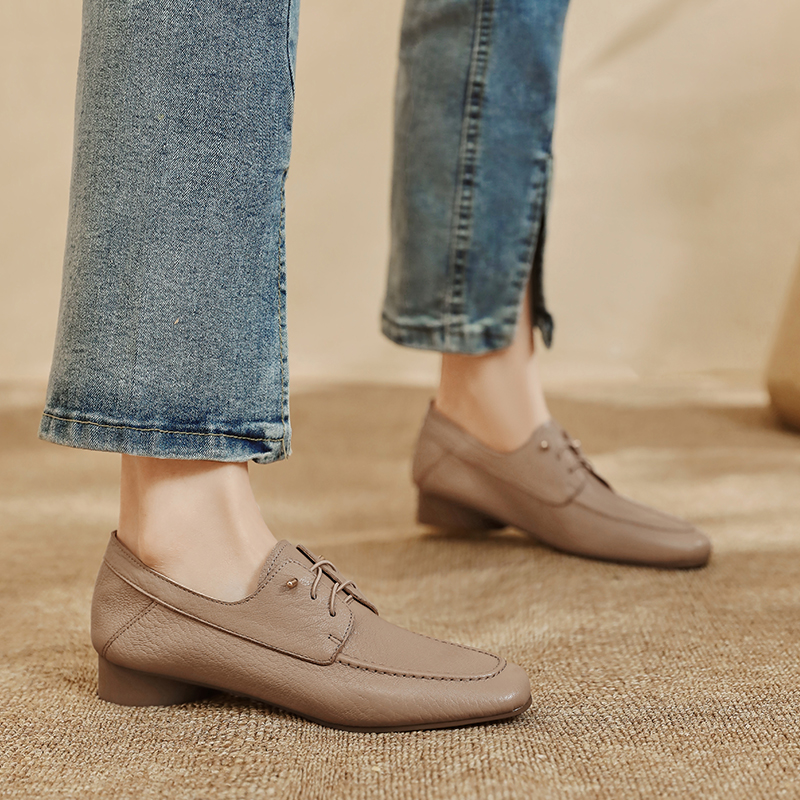 Vintage Fashion Heels - Women Casual Loafers Shoes Genuine Leather