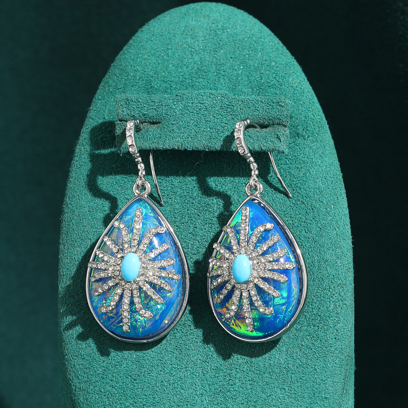 Vintage Fashion Jewelry Brands - Vintage Bright Opal Blue Drop Earrings