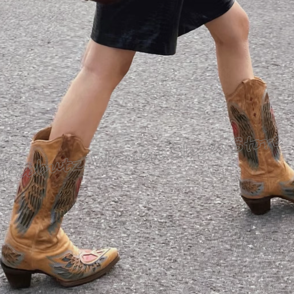 Embroidered Cowboy Western Boo - Vintage Fashion Heels avis et prix
