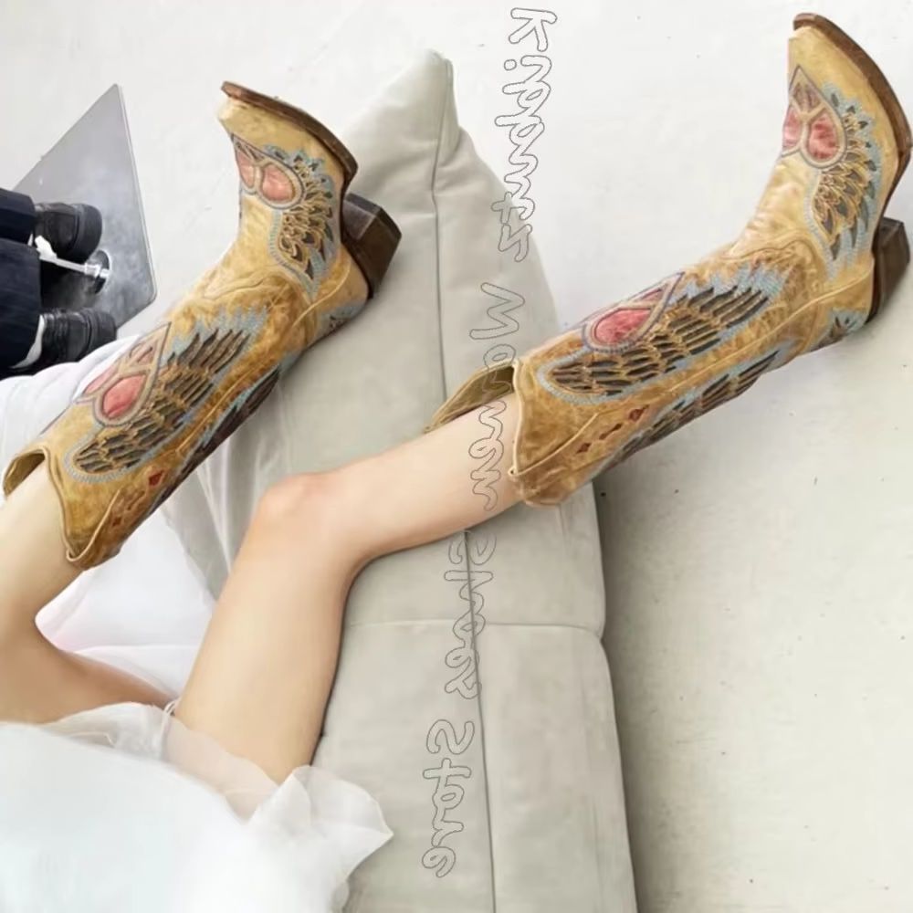 Embroidered Cowboy Western Boo - Vintage Fashion Heels avis et prix