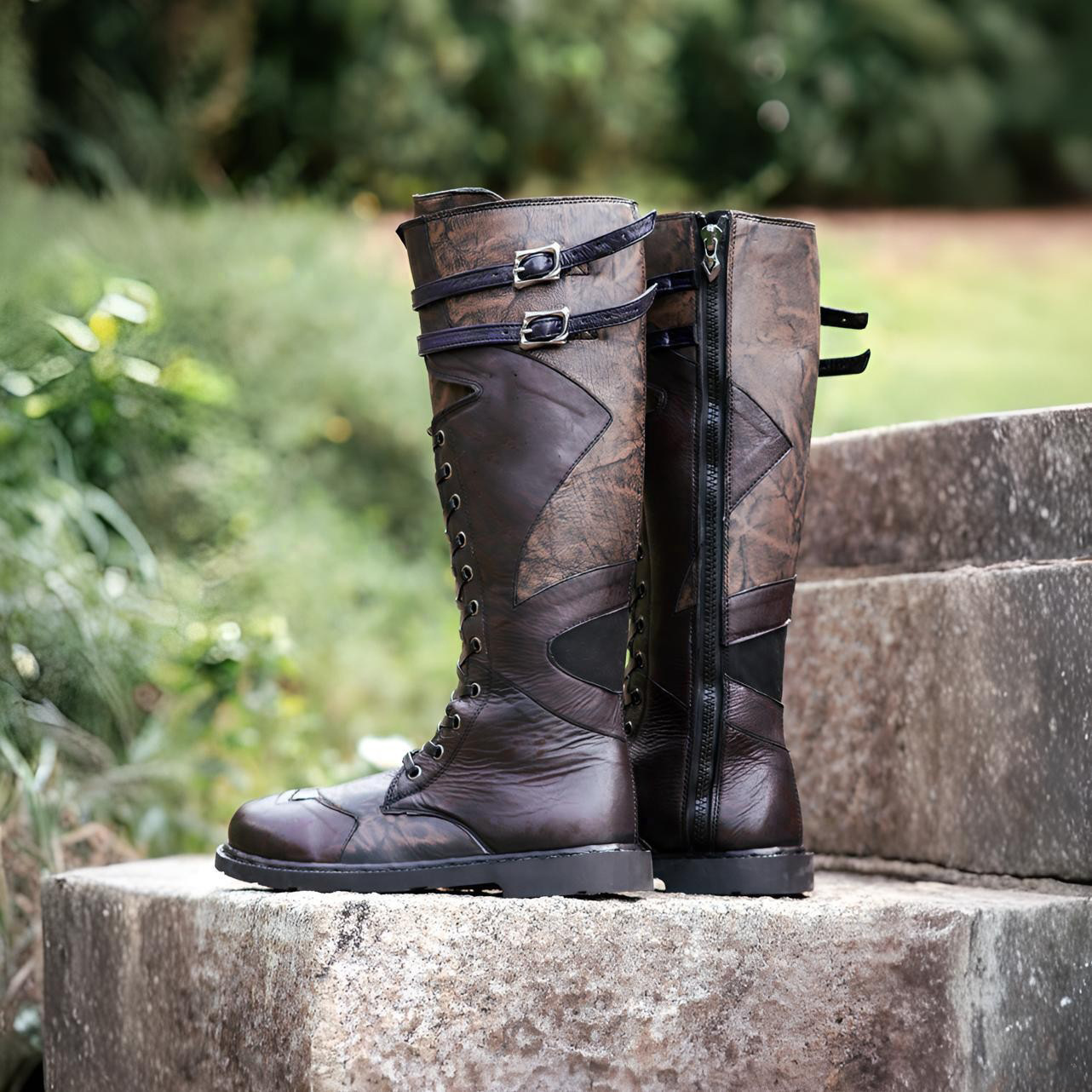 Men's Leather Knee-High Combat - Vintage Style Women Fashion avis et prix
