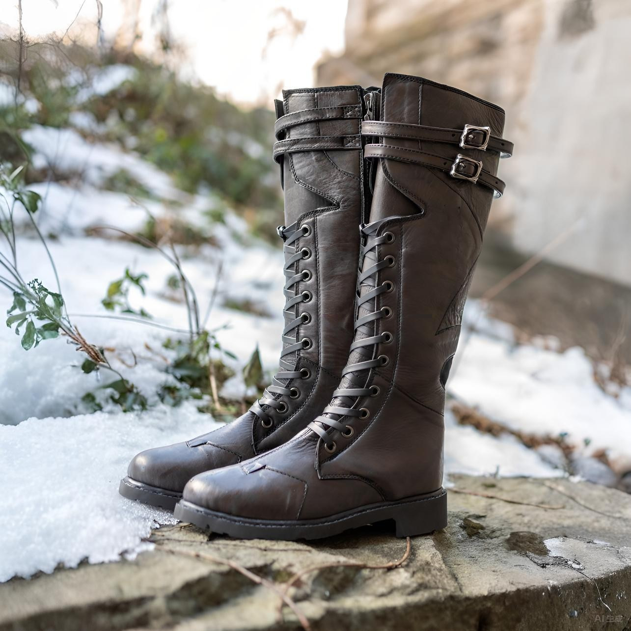 Men's Leather Knee-High Combat - Vintage Style Women Fashion avis et prix