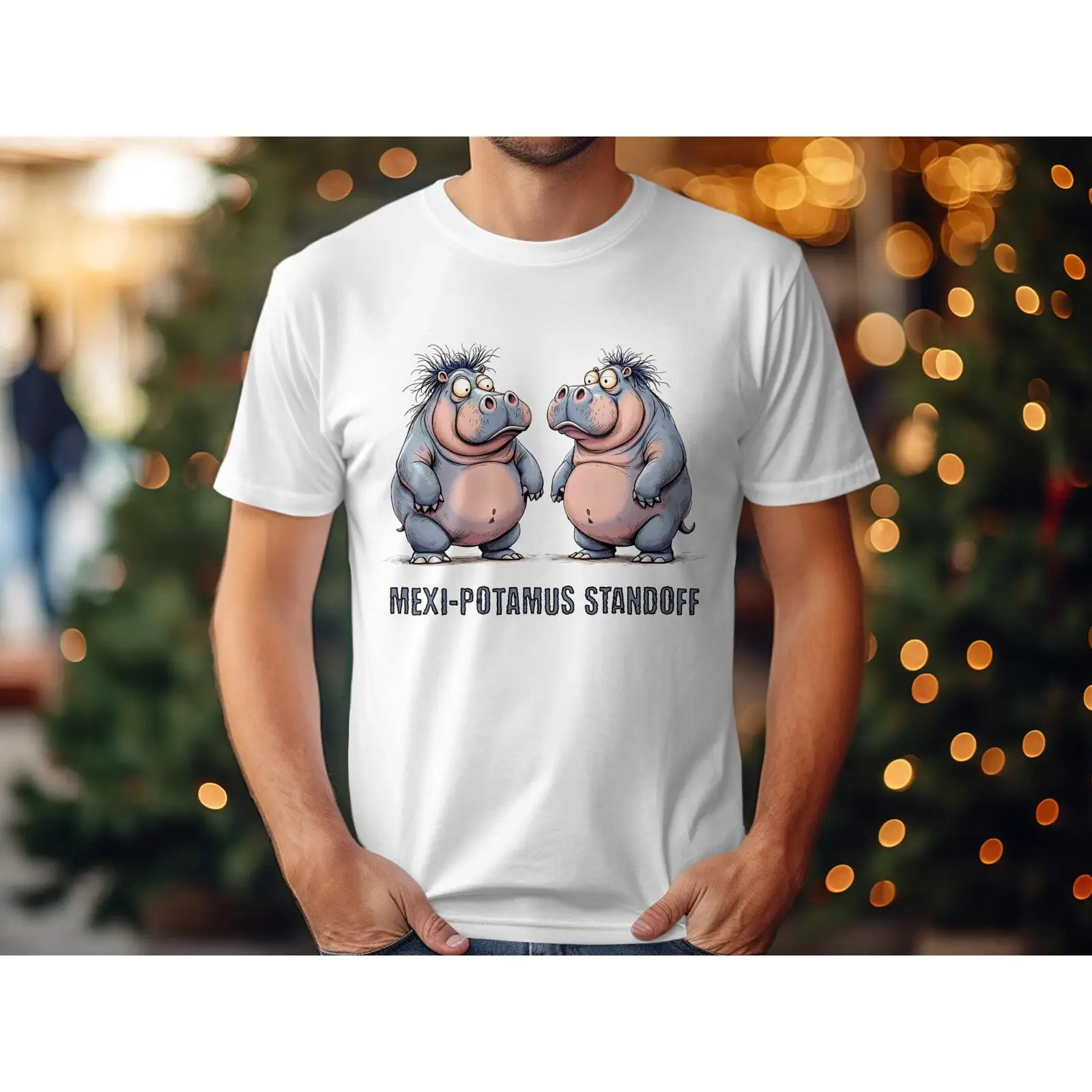 Funny Hippo T Shirt Mexi Potam - Quirky Vintage Fashion avis et prix