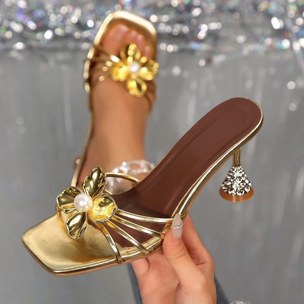 Vintage Metal Flower Crystal C - Vintage Fashion Heels avis et prix