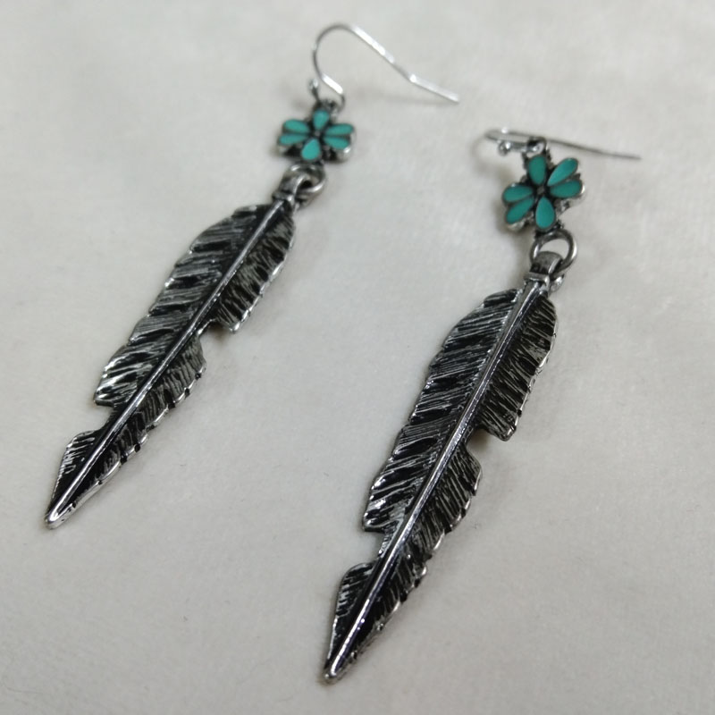 Antique Silver Feather Drop Ea - Vintage Fashion Jewelry Brands avis et prix
