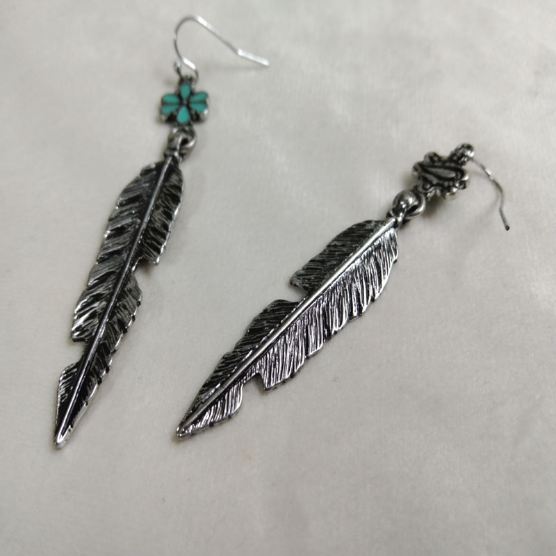 Antique Silver Feather Drop Ea - Vintage Fashion Jewelry Brands avis et prix