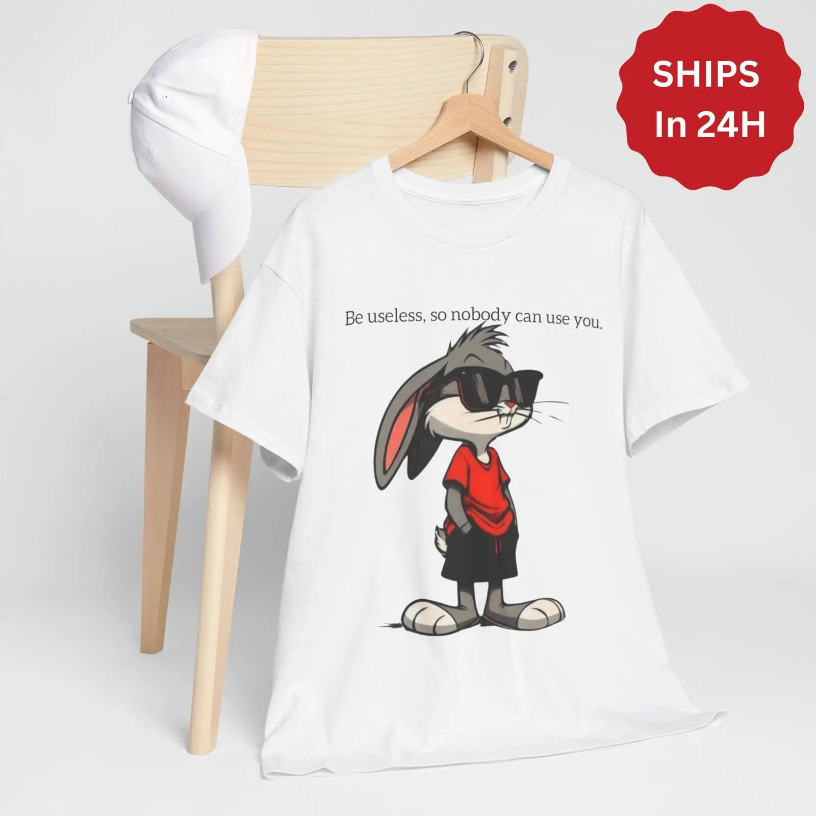 Funny Bunny T Shirt Be Useless - Quirky Vintage Fashion avis et prix