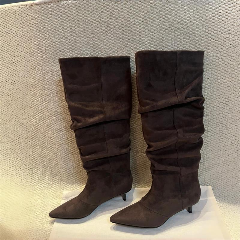 Suede Slouch Knee High Boots W - Vintage Fashion Heels avis et prix