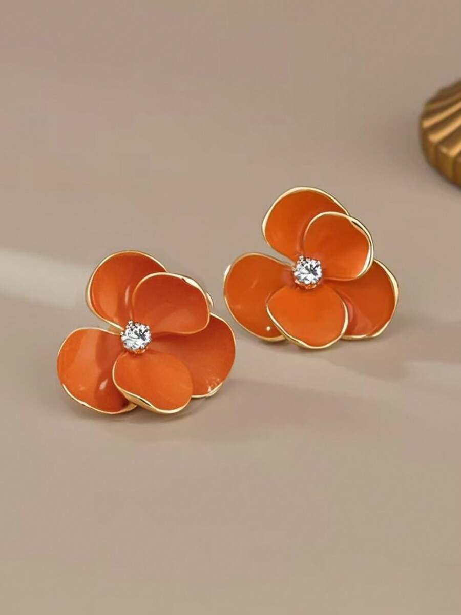 Orange Flower Stud Earrings Wi - Vintage Fashion Center avis et prix
