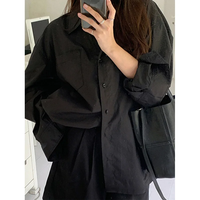 Spring Black Loose Shirt Tops  - Vintage Fashion Trends avis et prix