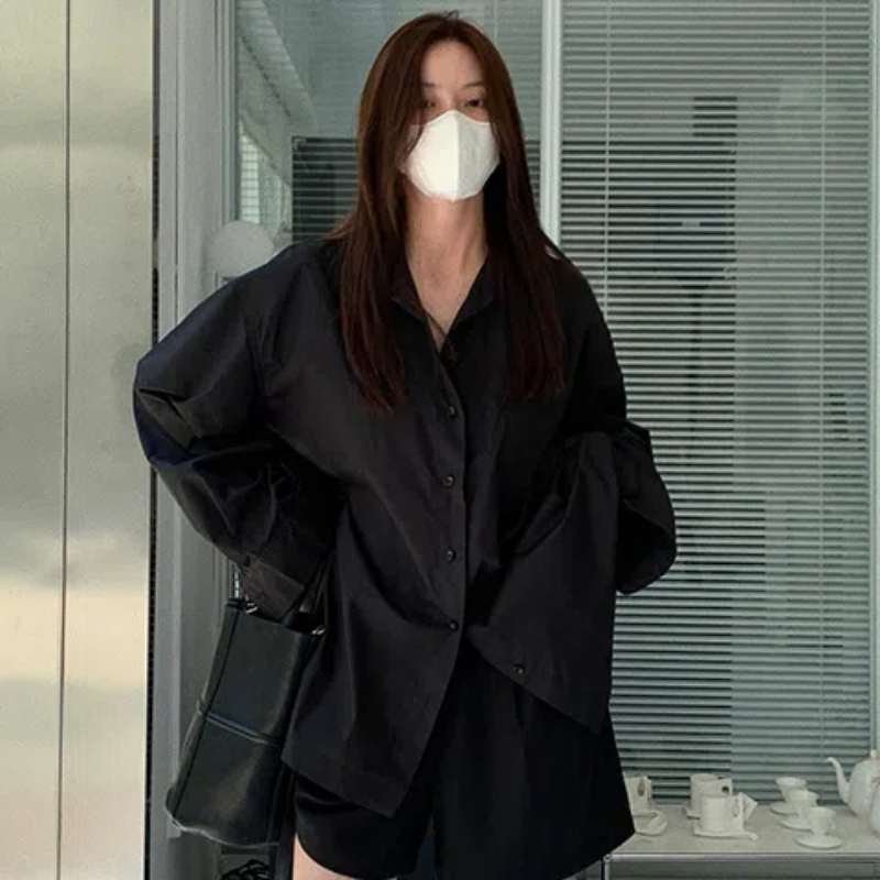 Spring Black Loose Shirt Tops  - Vintage Fashion Trends avis et prix