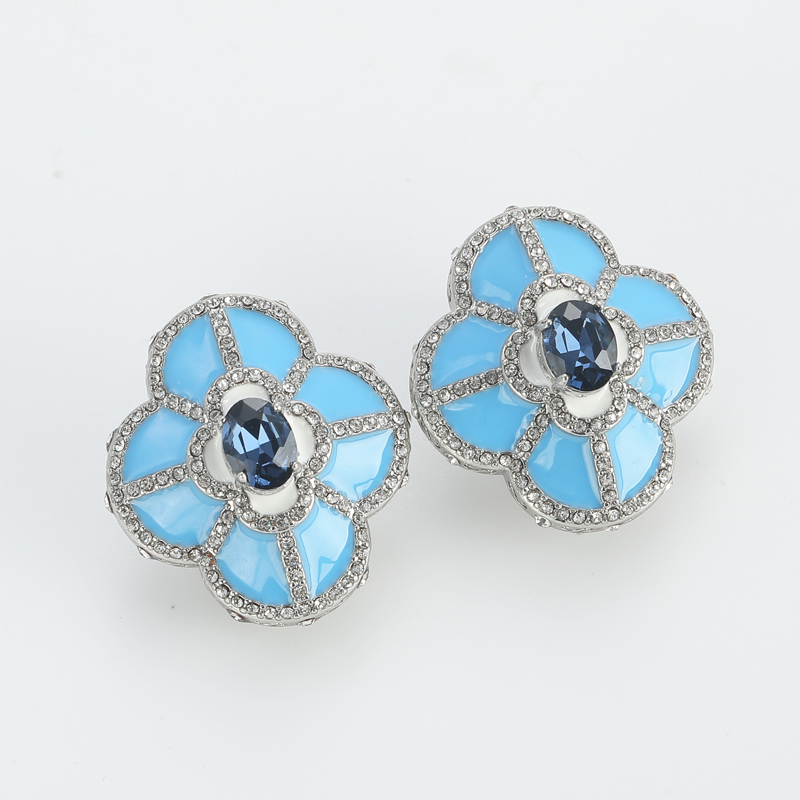 Vintage Four Leaves Blue Stud  - Vintage Fashion Jewelry Brands avis et prix
